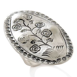 Karen Tribe Silver Collection Silver Floral Oval Ring