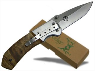 Elk Ridge Maple Burl Wood Handle Pocket Folding Knife