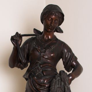 Eugene Aizelin Original Ruth The Gleaner Bronze Statue French 1821
