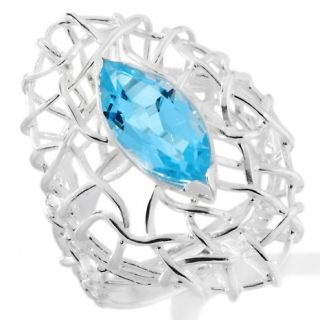 Argento E Vanita 3.4ct Blue Topaz Filigree Cage Sterling Silver Ring