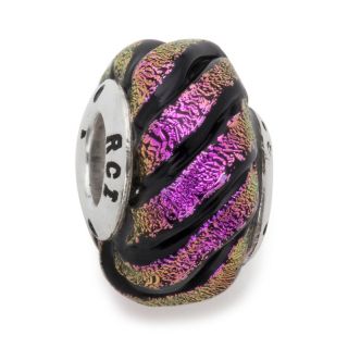 Jewelry Charms Slide Sterling Silver Pink, Gold and Black Striped