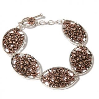 Jewelry Bracelets Chain Studio Barse Two Tone Floral Teardrop
