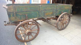 Antique Horse Drawn Wooden Wagon The Acme Emigsville PA