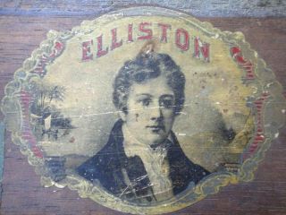 Antique Elliston Londress Havana Tobacco Cigar Box w Labels Wood Prim
