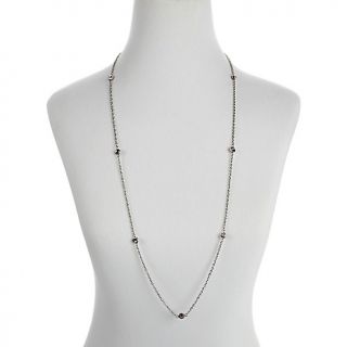 Stately Steel Crystal Station Cable Link 36 Necklace