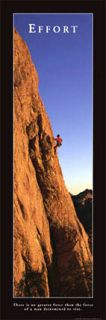 Effort Motivational Mountain Rock Climbing Rappelling Poster Print