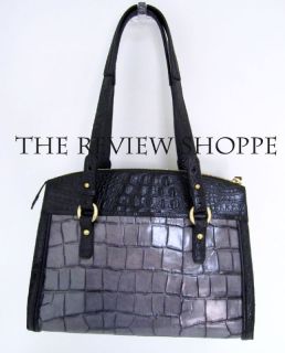 Brahmin Eros Collection Sydney Satchel Bag Purse Grey Black NWOT $325