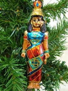 Gold Colored Egyptian Isis Statue Christmas Tree Ornament.
