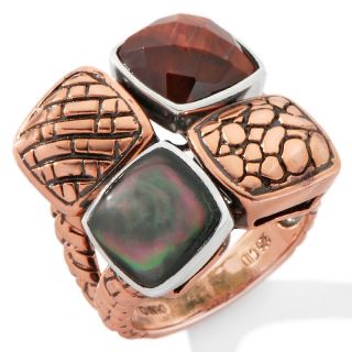 Hilary Joy Tigers Eye Mother of Pearl Copper and Sterling Silver Ring