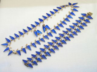 Vintage Sterling Enamel Einar Modahl Bracelet Necklace Earrings 925S