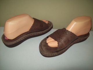 Womans Encanto Brown Leather 1 1 2 Velcro Sandal Sz 9