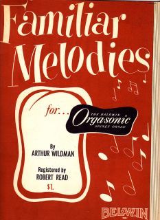 FAMILIAR MELODIES for Baldwin Organ 1954 Belwin Solo Book 25+ Hymns