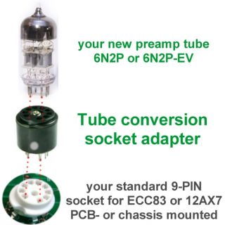 Tube Adapter Converter for Russian 6N2P EV 6N1P ECC83 12AX7