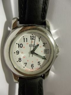 Watch Esq by Movado w Date Runs Great Quartz Water Resist Leather Band