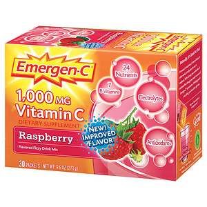 Emergen C 1000 mg Vitamin C Fizzy Drink Mix, Raspberry 30 packets