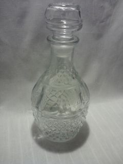  Vintage Heavy Etched Glass Wine Decanter