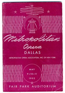 Metropolitan Opera Dallas Texas 1952 Richard Tucker Patrice Munsel