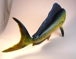  18 inches long hand painted poly resin 3d mahi stands on desk or
