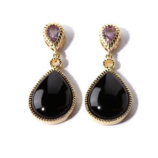  black onyx and amethyst yellow bronze drop earrings rating 1 $ 64 95 s