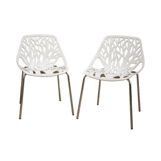 Birch Sapling White Plastic Accent or Dining Chairs   Set of 2