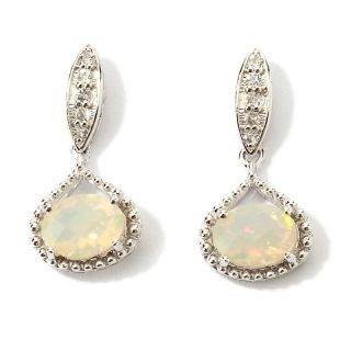Jewelry Earrings Drop Ethiopian Opal and White Topaz Drop