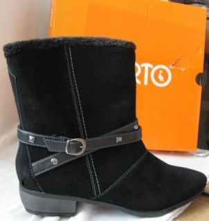Sporto Eva Waterproof Suede Belted Winter Boots Over Ankle Black Gray