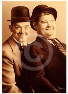 Stan Ollie Laurel and Hardy A3 Art Giclee Print Ed Signed Artwork