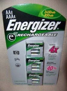 new 12 energizer e2 rechargeable batteries 8 aa 2450 mah 4 aaa 850 mah