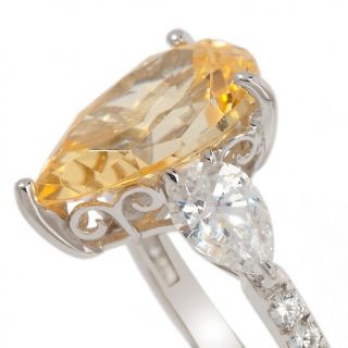 Absolute Jean Dousset 6.9ct Absolute™ Canary Pear 3 Stone Ring