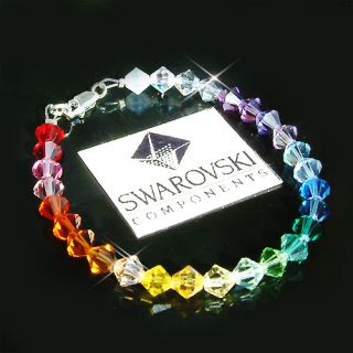 Crystal Rainbow Haunted Chakra Solid Silver Bracelet