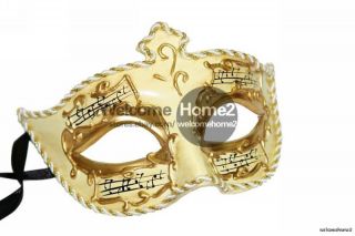 Venetian Paper Mache Creamy Finish Mask w Music Notes
