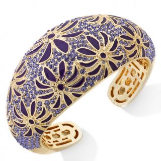 AKKAD Wonderland Tanzanite Color Crystal Hinged Cuff Bracelet