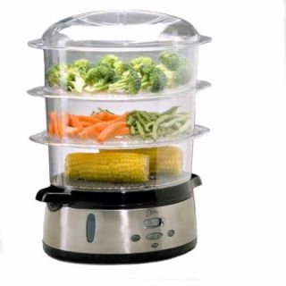 deni stainless steel 9 5 qt electric food steamer