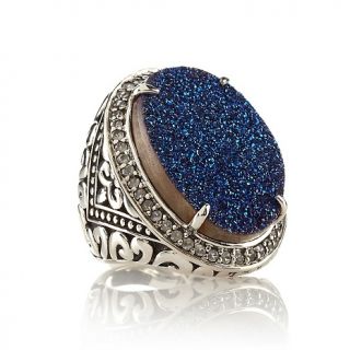 Hillary Joy Cobalt Blue Drusy and White Topaz Sterling Silver French