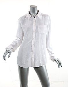 Equipment Femme WHITE100 Silk Crepe de Chine Button Down Blouse Pretty