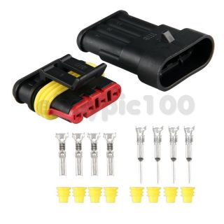 Kit 4 Pin Way Waterproof Electrical Wire Connector Plug