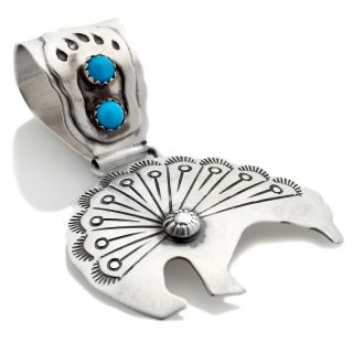  southwest turquoise bear sterling silver pendant rating 2 $ 79 90 or