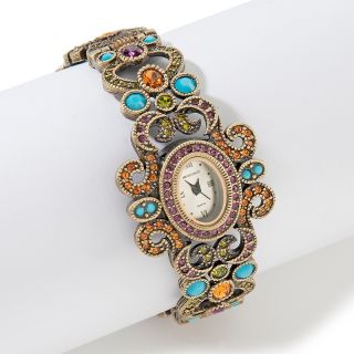 Heidi Daus Georgian Lace Crystal Accented Cuff Watch