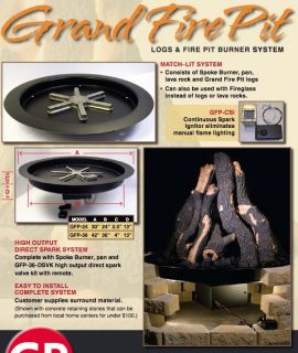 Grand Fire Pit 24 Ring gas Log Set Electric Spark Patio Outdoor