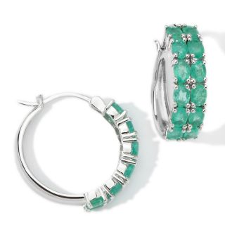 Jewelry Earrings Hoop 2.88ct Colombian Emerald Sterling Silver
