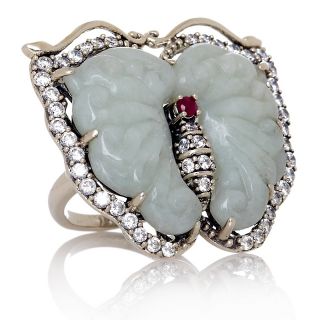  jade ruby and cz sterling silver butterfly ring rating 2 $ 139 90 or