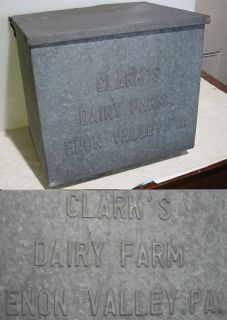1940‘s Galvanized Milk Box Clark‘s Dariy Enon Valley PA