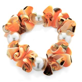  orange and white shell bead stretch bracelet rating 1 $ 19 90