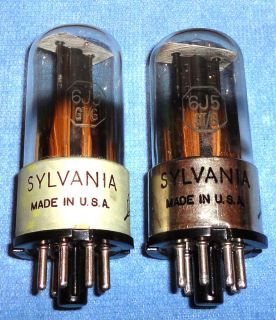 Sylvania 6J5 GT G Vacuum Tubes RARE Glass Version 1940s Audio