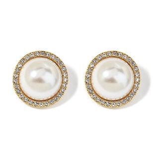 Universal Vault Simulated Pearl and Pavé Crystal Goldtone Button