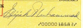Elijah Muhammad 1971 Signed Check Muhammed Poor Fund Founder Nation of