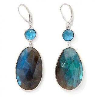 Treasures of India Labradorite and Blue Topaz Sterling Silver Earrings