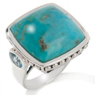 Sally C Treasures Turquoise and Blue Topaz Sterling Silver Square Bead