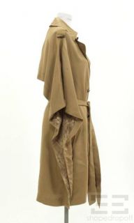 Eryn Brinie Tan Double Breasted Belted Cape Jacket Size L