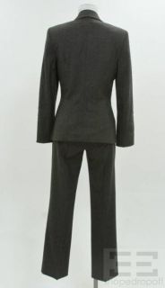 ESCADA 2 PC Charcoal Wool Pintuck Pleated Jacket Pant Suit Size 34